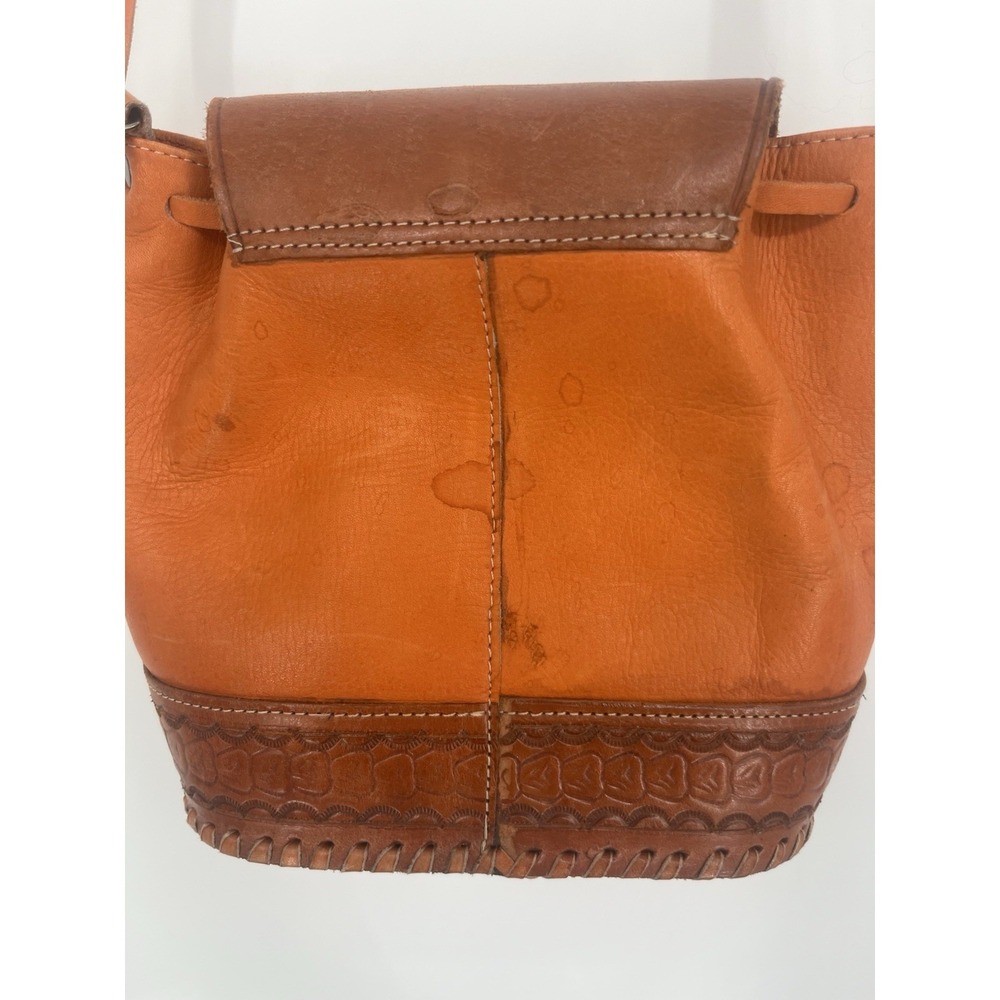 VTG Hand Tooled Leather Mini Crossbody Bag Purse, Boho Saddle Flap Honduras - Picture 7 of 10